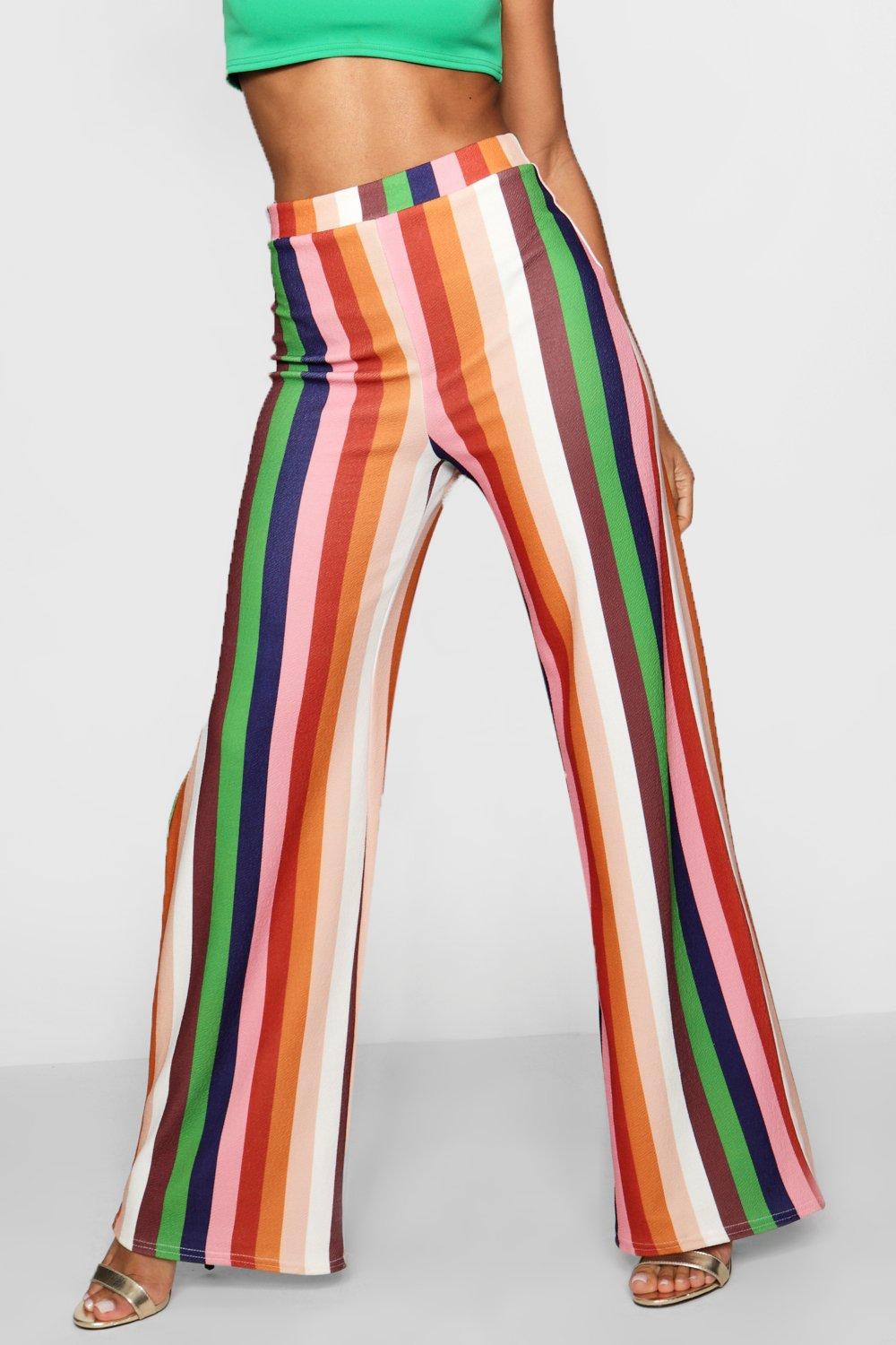 High Waist Stripe Wide Leg Trouser